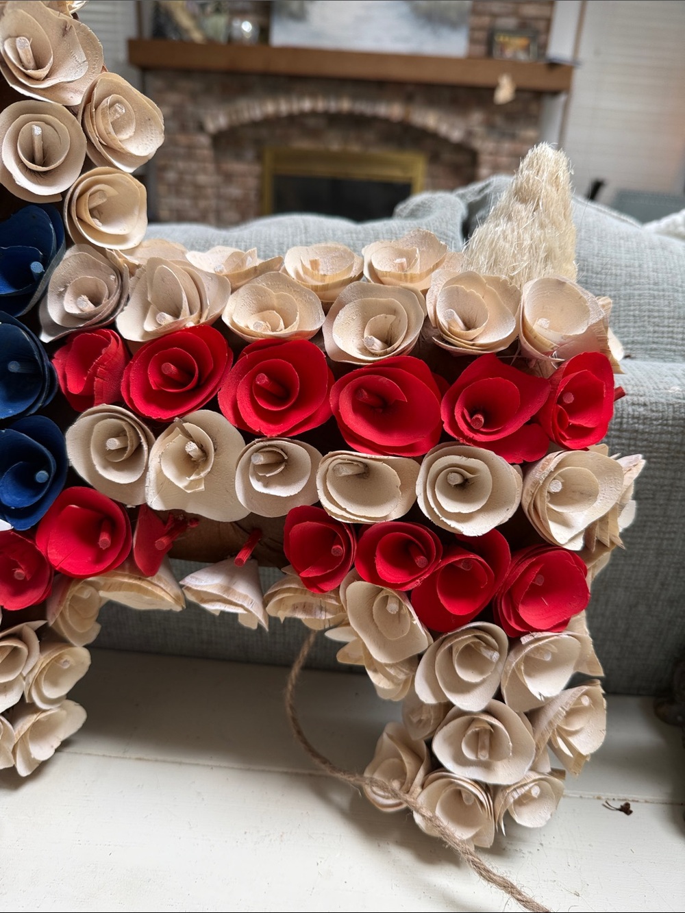 Ashland Red, Blue and Beige Floral dog Accent 4th July summer decor - Picture 4 of 4